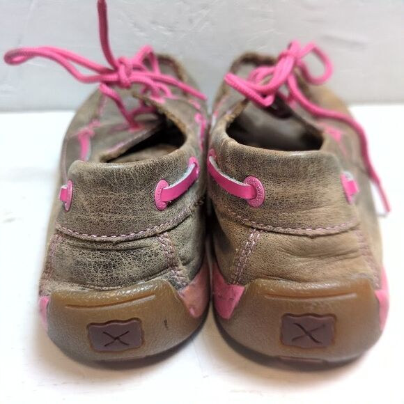 Twisted X Driving Mocs Big Kids Size 3.5 Bomber / Neon Pink Breast Cancer Ribbon - Picture 3 of 6